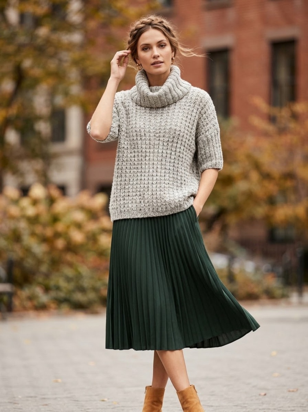 MEXX Heather Gray Chunky Knit Turtleneck Sweater